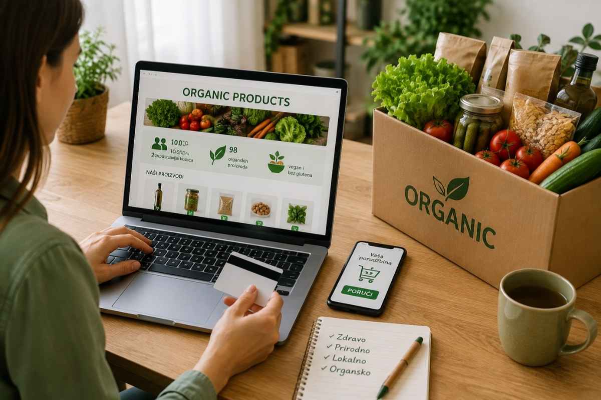 devojka kupuje organsku hranu online